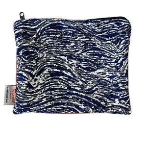 Sunbrella x Rockwell Group Blue Wave Zippered Makeup Pouch with Contrast Back